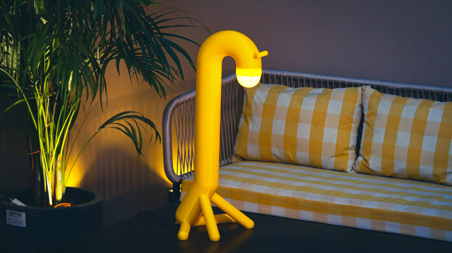 Statement 3D printed giraffe-inspired table lamp for modern living room and bedroom interiors