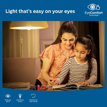 Energy-saving Philips LED bulb with long-lasting warm white light.