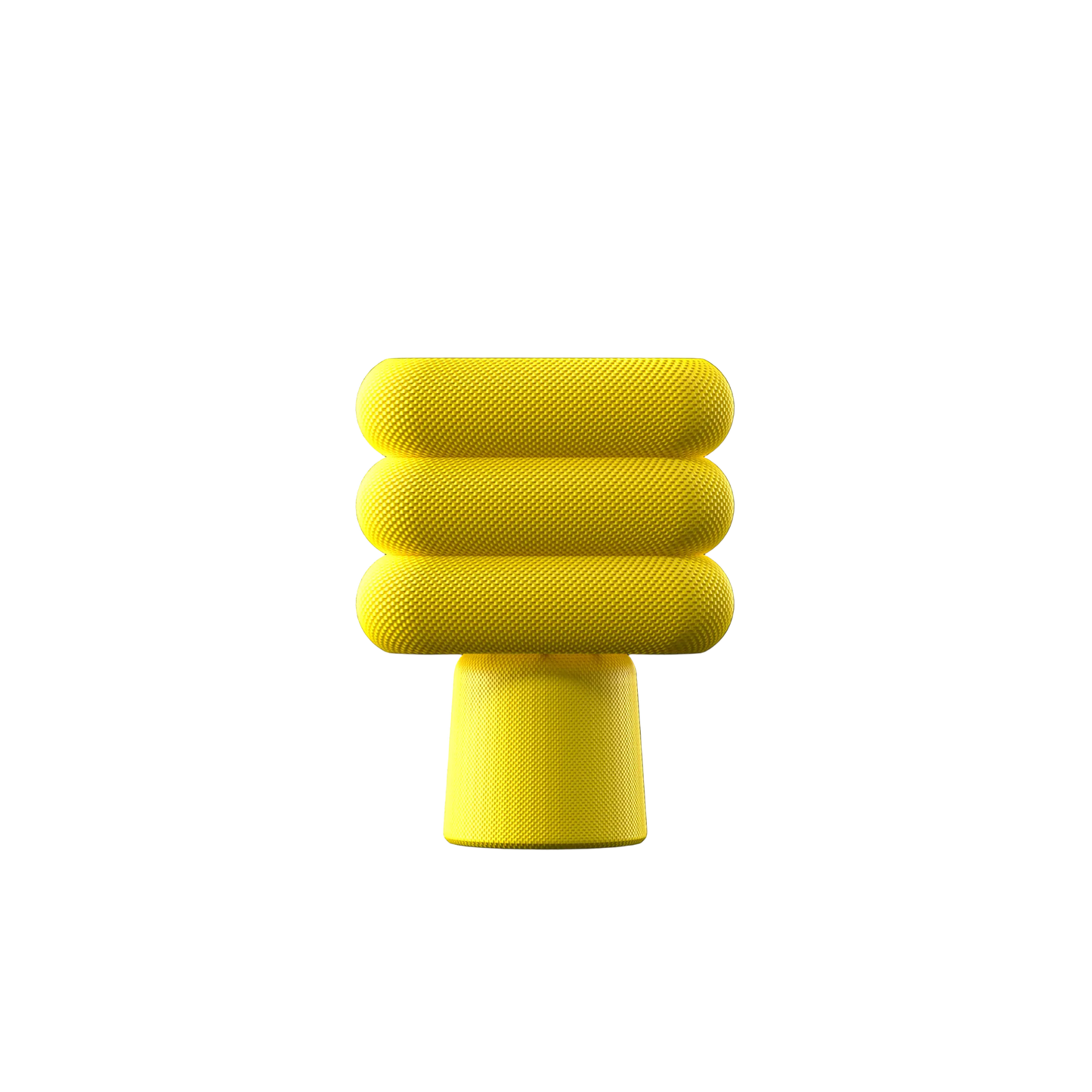 Trion yellow stacked ring lamp with mesh knit texture on narrow base