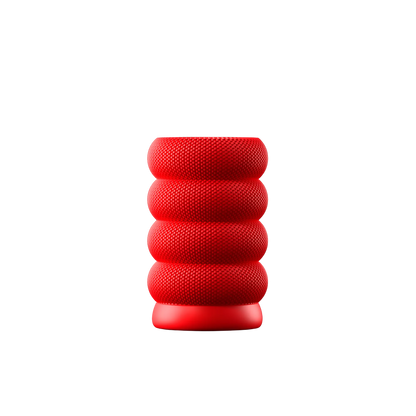 Kairo red stacked ring table lamp with textured knit finish