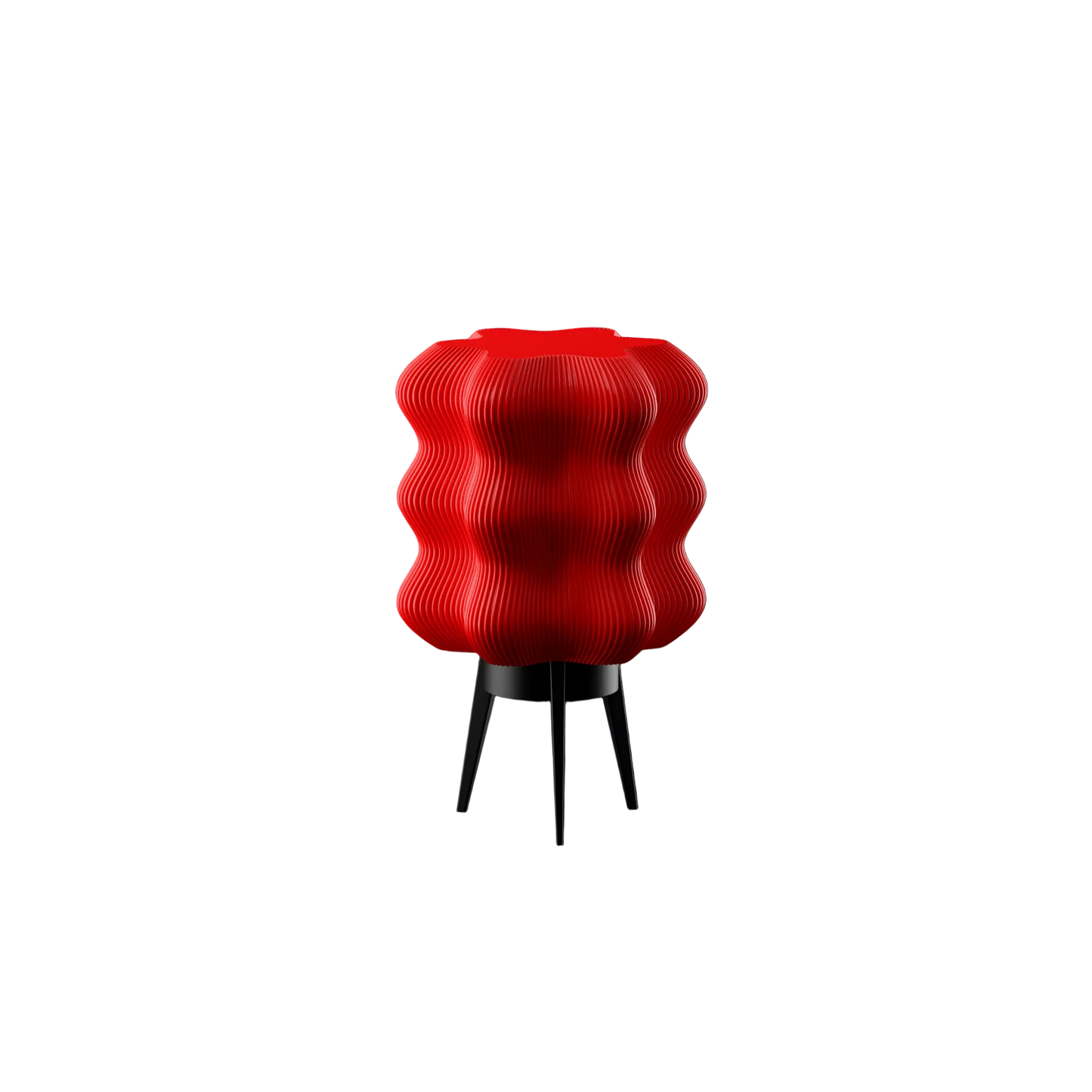Portable red LED lamp with ribbed wave design and tripod stand