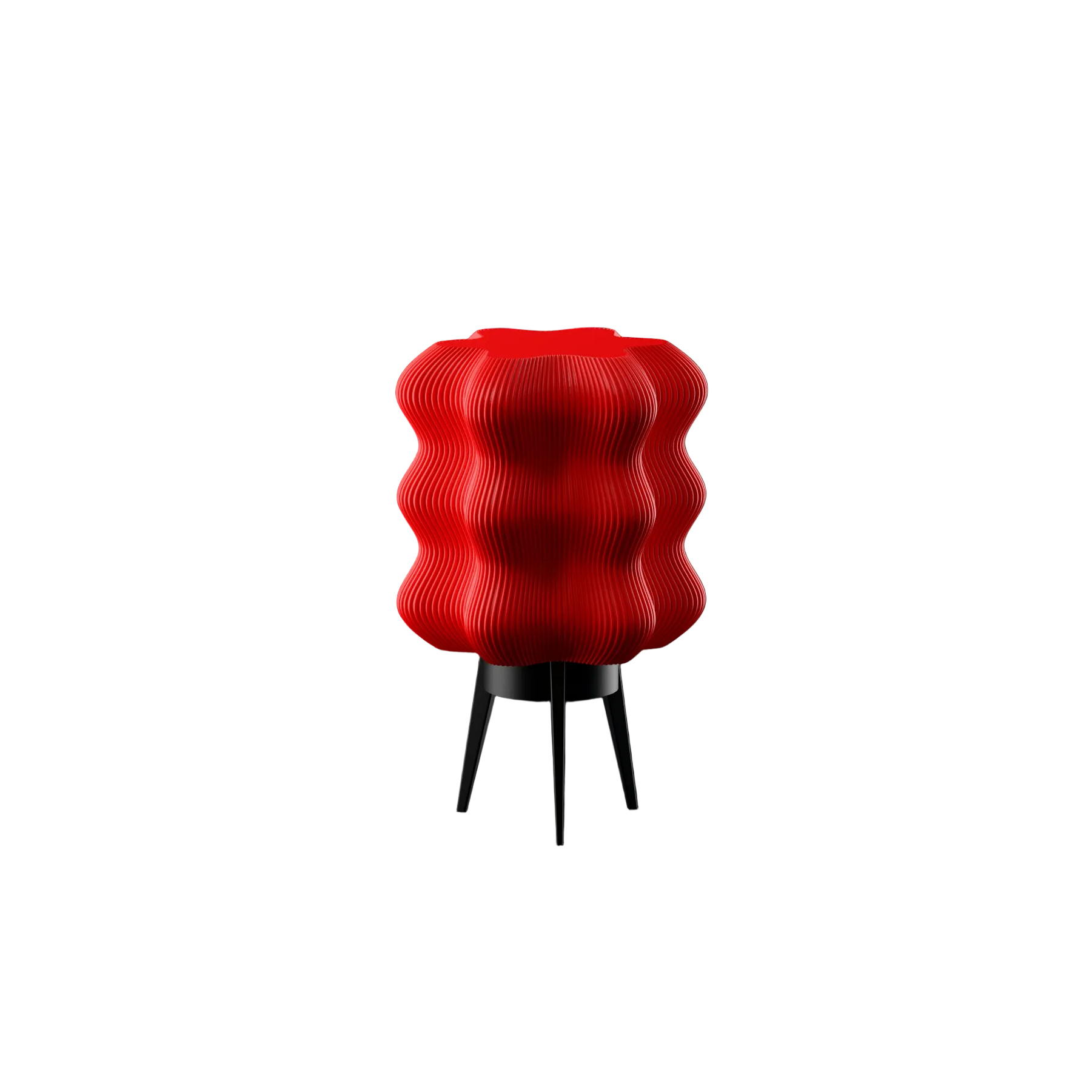 Portable red LED lamp with ribbed wave design and tripod stand
